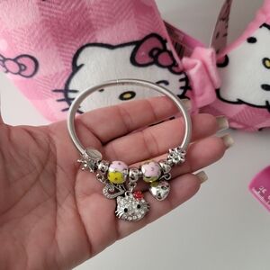 Sanrio Hello Kitty Y2K Bracelets Charm Anime Kawaii Silver Rhinestone Jewelry